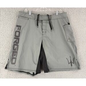 Forged Board Shorts Mens 36 Gray Trident Logo Performance Swim Trunks